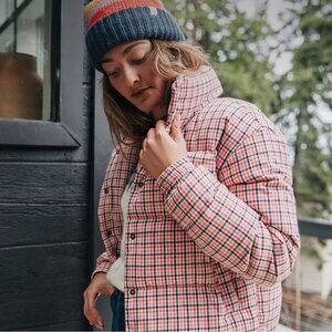 Meg Plaid Puffer Jacket in Red Checker - Marine Layer